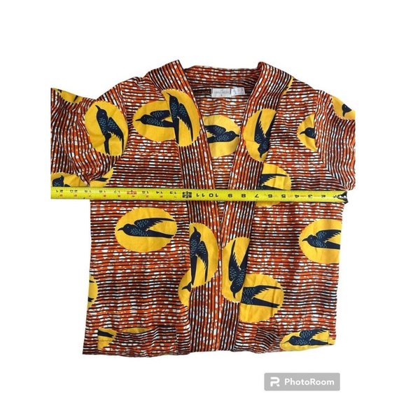 Grass Fields Kimono African Print Sz 8‎ Orange Black Crow - Picture 4 of 5